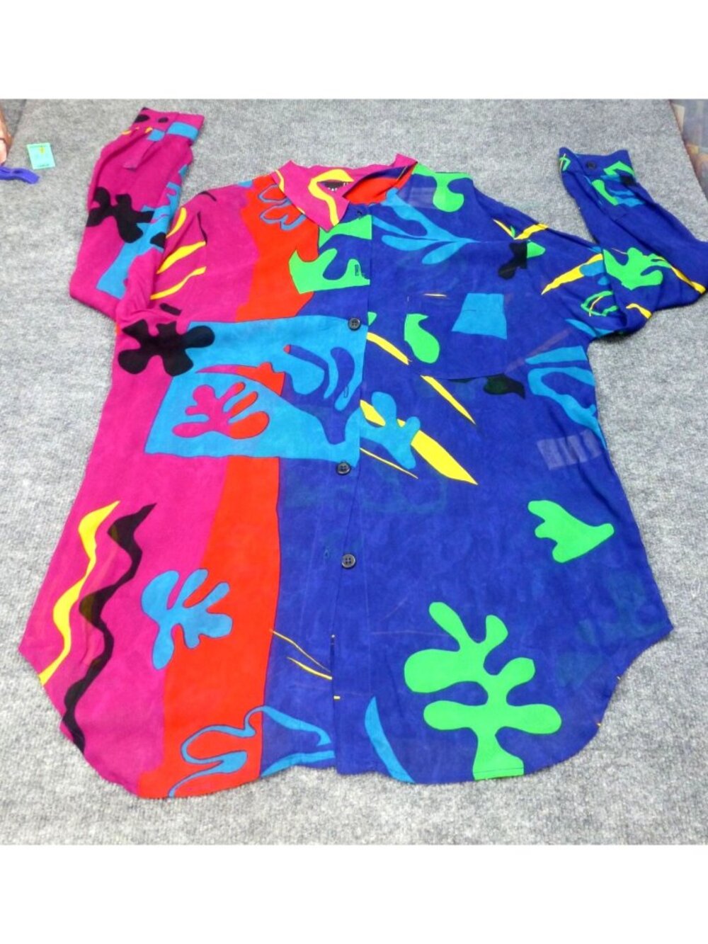 Vtg Carole Little Options Wearable Art Button Up Shirt Abstract Print Womens 12